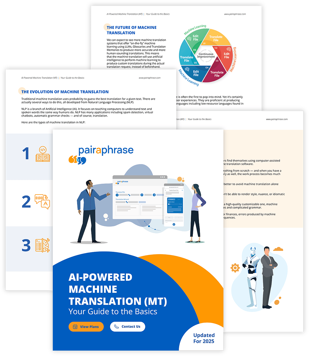 An illustration of the Pairaphrase AI-Powered Machine Translation eBook